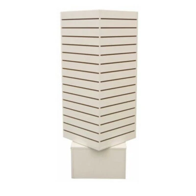 20"x 20"x 54" White Rotating Cube Tower 4 Sided Revolving Slatwall Floor Display - Image 1 of 3