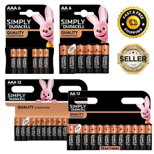 Duracell AA AAA Batteries Alkaline Simply LR03, LR6 10 Year Warranty Long Expiry - Picture 1 of 24