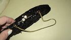 Vintage Black Sequined Beaded Clutch Purse Snake Short Chain 2 Strashong Kong