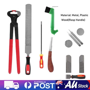 AU 5X Hoof Trim Shoeing Kit Farriers Hoof Nipper Rasp Knife Set Horse Farm - Picture 1 of 16