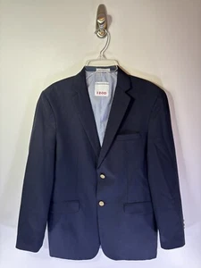 Izod Blazer Navy Brass Button Suit Jacket Sport Coat Single Breast Boy 18 Wool8% - Picture 1 of 9