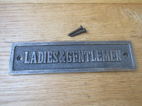 LADIES & GENTLEMEN cast iron vintage rustic Décor Toilet loo WC sign plaque Cover
