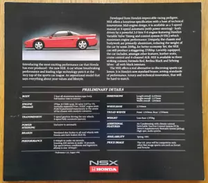 1991 HONDA NSX car sales brochure from the UK. Rare preliminary details - Picture 1 of 2