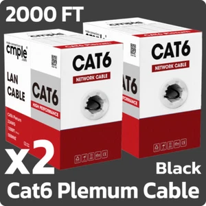 2er-Pack Cat6 Anschlusskabel Bulk CMP Ethernet 1000 Fuß Kabel 23 AWG Netzwerkkabel schwarz - Bild 1 von 6
