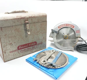 Porter Cable model 168A 168 A Circular Saw w 7 Blades & Case Vintage Heavy Duty - Picture 1 of 8