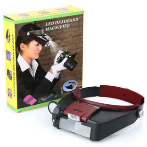 Magnifying Glass Headset LED Light Head Headband Visor Magnifier Loupe With Box