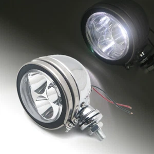 Faro antiniebla retro LED de metal cromado para cafetería racer bobber - Imagen 1 de 8