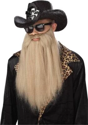 BLONDE LONG BUSHY BEARD MUSTACHE ZZ TOP BIKER COSTUME ACCESSORY CC70160 - Image 1 of 4