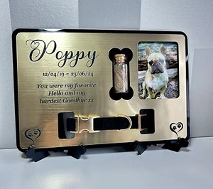 Pet Memorial Plaque, Pet fur Keepsake, Dog Memorial Collar Frame With Photo - Picture 1 of 18