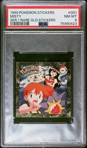 1999 Pokémon Artbox Stickers Series 1 Rare Gold Sticker Misty #G01 PSA 8 - Picture 1 of 2