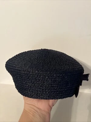 Sombrero Pastillero Vintage Azul Marino Cinta Grosgrain Everitt Original Foto 1 de 4