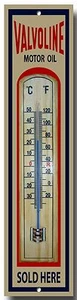 VALVOLINE MOTOR OIL SOLD HERE ENAMELLED METAL AND WOOD THERMOMETER.GARAGE,OIL - Picture 1 of 1