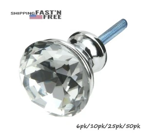 Crystal Glass Cabinet Knobs Diamond Shape Pulls Handles for Kitchen Bathroom30mm - Picture 1 of 12