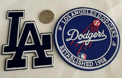 2-Los Angeles Dodgers embroidered iron on patches  3.5”x 3.5” & 3.5”x 2.75” Nice - Image 1 of 3