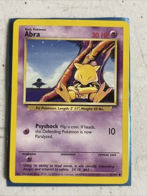 4TH PRINT Pokémon TCG - ABRA - 43/102 - 4TH PRINT - BASE SET (1999/2000) - - Image 1 of 2