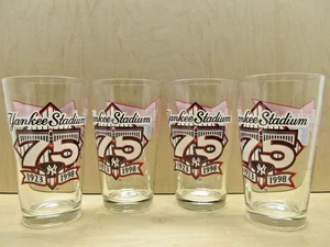 Set of 4 Vtg 1998 Budweiser New York Yankees Stadium 75 Years Pint Beer Glass  - Picture 1 of 6