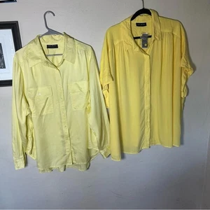 Lane Bryant Shirt Bundle Sz 24 NWT & NWOT butter yellow summer lightweight - Picture 1 of 9