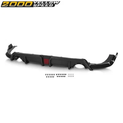 Fit For 2016-2021 Honda Civic Carbon Fiber Look Rear Lip Diffuser Body Kit w/LED - Image 1 of 4
