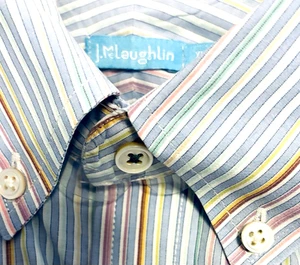 J.McLAUGHLIN BLUE-PURPLE STRIPE SHIRT, BUTTON-DOWN COLLAR, POCKET, NWOT, XL - Picture 1 of 7