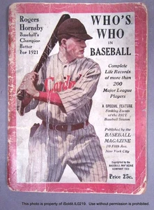 WHO'S WHO IN BASEBALL Magazine 1921 - ROGERS HORNSBY COVER Babe Ruth, Ty Cobb + - Picture 1 of 12