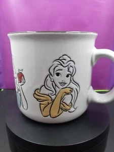 Disney Princesses White Ceramic Coffee Mug 20 oz Cup Debossed Characters EUC - Picture 1 of 11