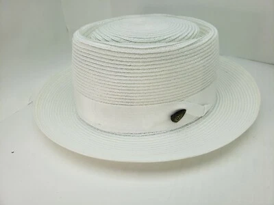 DOBBS GATE PASTEL DE CERDO BLANCO VENECIANO MILAN SOMBRERO DE PAJA HECHO EN EE. UU. Foto 1 de 4