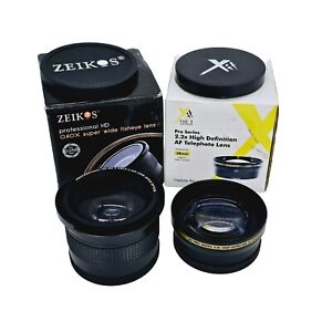 XIT Pro Series 2.2x HD AF Telephoto Lens & Zeikos Pro HD  .40x Wide Fisheye Lens