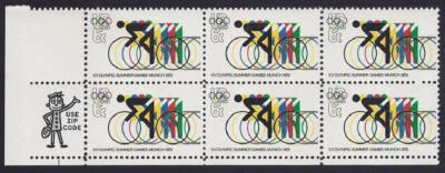 1460- 6c Broken Red Circle Plate Flaw Error / EFO Zip Block of 6 Mint NH - Image 1 of 2