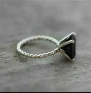 2.00Ct Round Cut Lab Created Black Diamond Wedding Ring 14K White Gold Plated - Picture 1 of 3