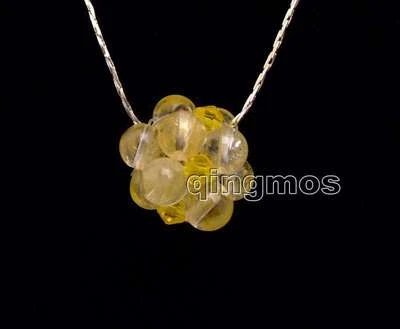 Pingente de bola redondo de tecelagem de cristal amarelo 18-20mm 17"" colar-n6195 - Imagem 1 de 4
