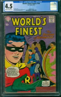 Worlds Finest 100 CGC 4.5 Curt Swan art 13/1959 Batman Robin - Image 1 of 2