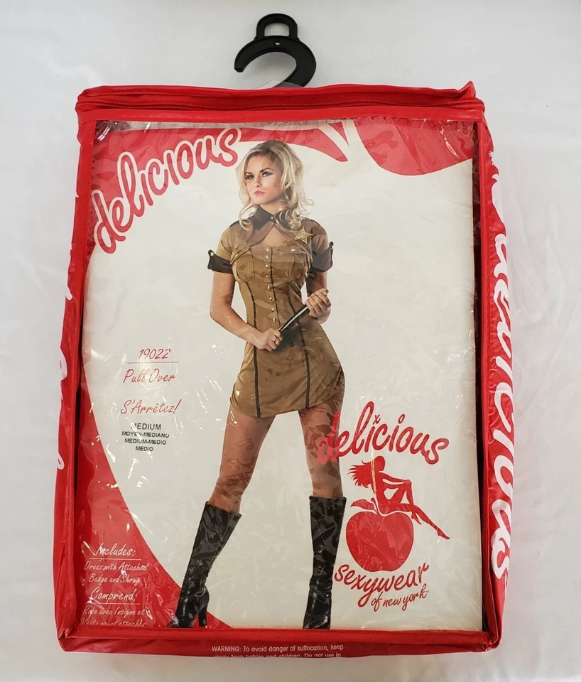  Disfraz de oficial de policía del sheriff adulto vestido mediano encogido de hombros insignia sexy policía nuevo Foto 1 de 4