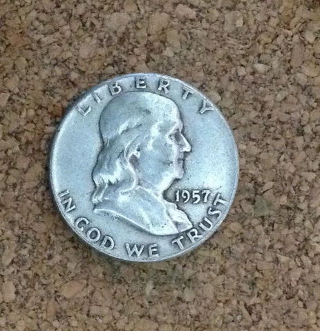 1957 P  Circ.  Franklin Half Dollar 90 % Silver US Coin FH2913 FREE SHIPPING Cover