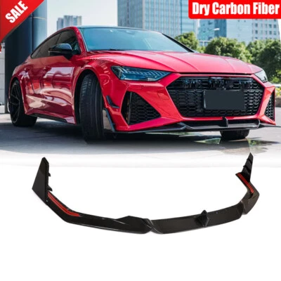 Divisores de labios de parachoques delantero de fibra de carbono seco para Audi RS7 C8 Sportback 2020-2023 Foto 1 de 4