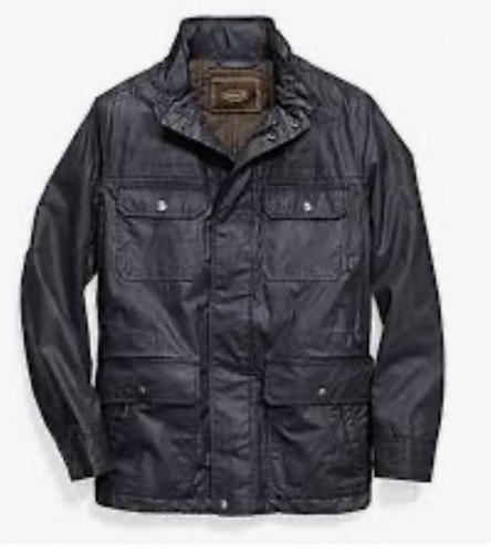 Coach Uomo Cera Cotone Field Jacket Utility Coat Cappuccio Blu Navy 83616 Large
