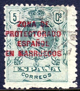 SPANISH MOROCCO 1916 5c Optd ZONA DE PROTECTORADO ESPANOL EN MARRUECOS SG 71 VFU - Picture 1 of 2