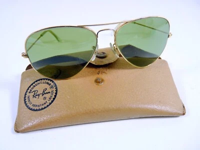 Vintage american pilot aviator B&L RAY BAN USA LIC 10K GO sunglasses green lens - Image 1 of 4