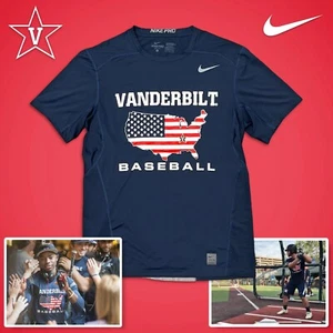 Nike Vanderbilt Commodores Baseball Shirt Flag Jersey Game Used Team Issued Sz L - Picture 1 of 12