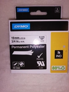 DYMO Rhino Poly Labels Self-Adhesive Industrial 19mm x 5.5m Black Print on White - Picture 1 of 3