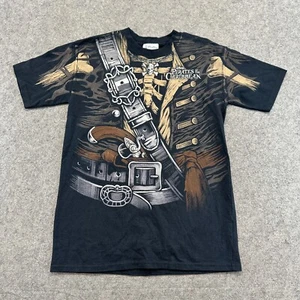 Disney Shirt Boys L Black Graphic Pirates Of Carribean AOP Johnny Depp Parks Y2K - Picture 1 of 7