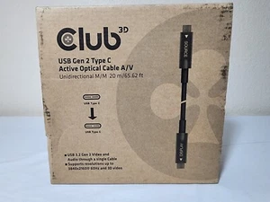 CLUB3D 3D USB Gen 2 Typ C Aktives Optisches A/V Unidirektional Kabel St./St. 20  - Picture 1 of 3