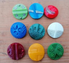 ANTIQUE CZECH GLASS BUTTONS - VINTAGE - ART-DECO - 1920´s-1930´s (9pcs)- D796
