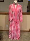 Contessa Di Roma Full-Length Robe Size X-Large Pink Satiny Tie Waist Kimono