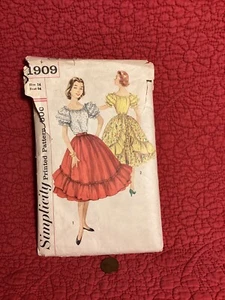 Simplicity 1909 square dance style skirt ruffle blouse size 14 bust 34 uncut - Picture 1 of 3