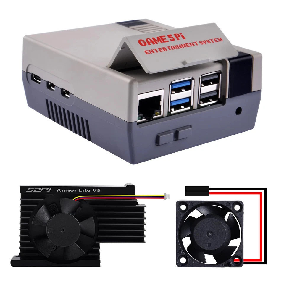 Retro Gaming Game5Pi Boîtier pour Raspberry Pi 5 avec Armor Lite V5 Cooler Co... - Photo 1/4