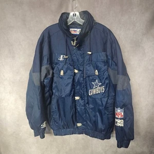 Vintage 90s Logo Athletic NFL Pro Line Dallas Cowboys Winter Parka Jacket Men M - Picture 1 of 11