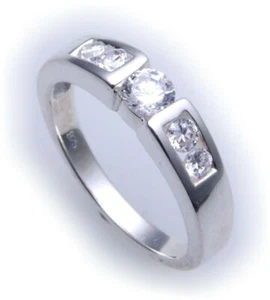 exkl. Damen Ring echt Silber 925 mit Zirkonia Glanz Qualität Sterlingsilber - Picture 1 of 4