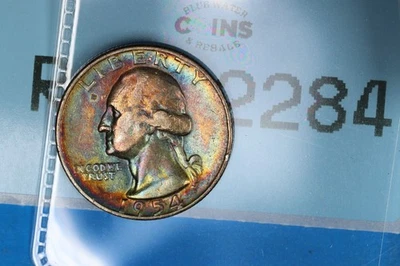 19454-D COLOR TONED 25C WASHINGTON SILVER QUARTER EARLY US TYPE COIN RAW-2284 - Image 1 of 4