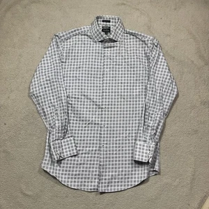 Camisa Neiman Marcus Para Hombre 15.5 32/33 Ajuste Ajustado Años 90 2 Capas Algodón Abotonado A Cuadros - Imagen 1 de 12