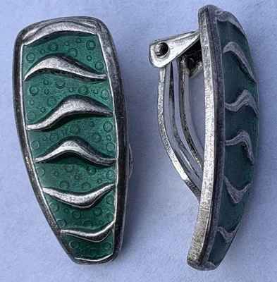 Pendiente con clip vintage Agnar Skrede David Andersen Wave plata esterlina esmalte Foto 1 de 4